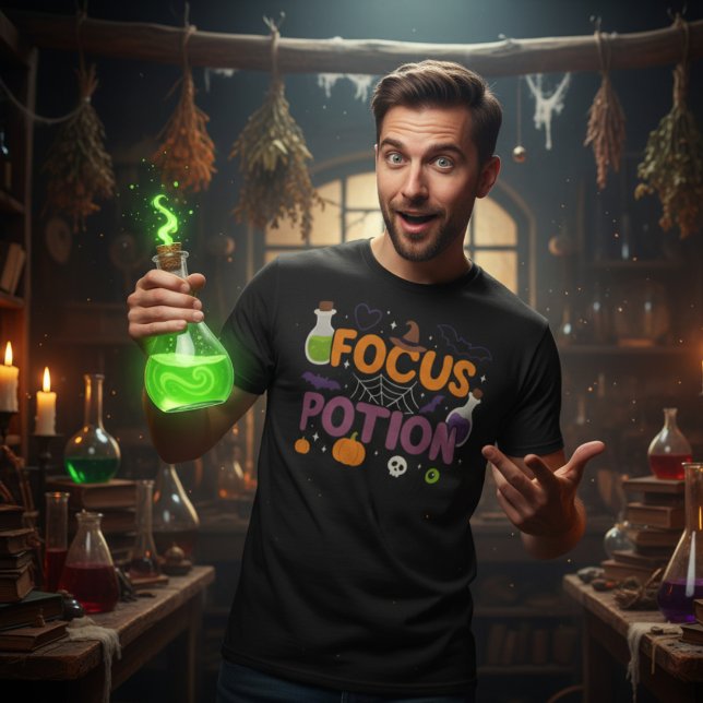Camiseta Focus Potion Halloween | Cute Witchy Spook (Criador carregado)
