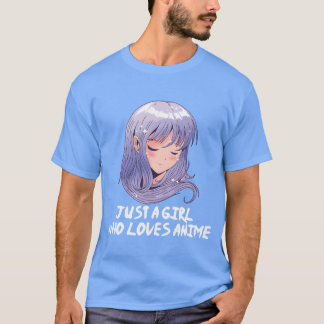 Camiseta Fofa Apenas Uma Garota Que Ama Anime Japonês Gi