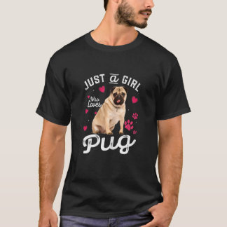 Camiseta Fofa Apenas Uma Garota Que Ama Cachorro Pug