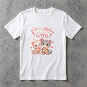 Camiseta Fofa Apenas uma Garota que Ama Gatos Gatinhos Fofo