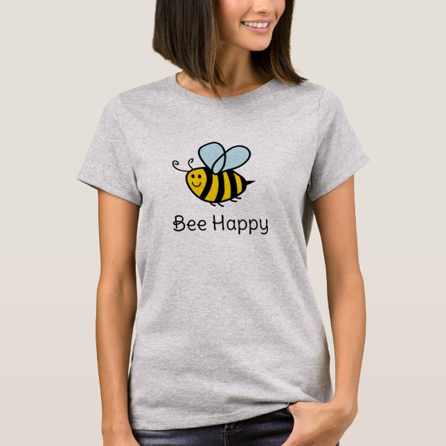 Camiseta fofa Bee Happy para apicultor (Frente)