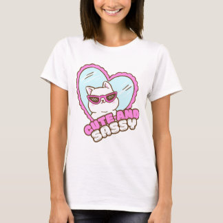 Camiseta Fofa Com Um Lado de Sassy | Gato Rosa Engraçado e
