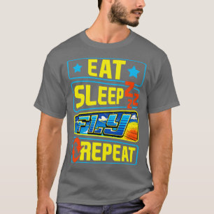 Camiseta Fofa Comer Dormir Voar Repetir Avião Piloto Aviaçã