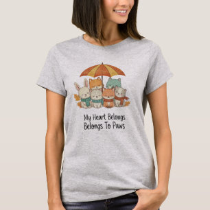 Camiseta Fofa de Animais - Meu Coração Pertence às