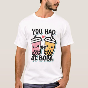 Camiseta Fofa "Eu Me Apaixonei Pelo Boba" Kawaii Bubble Tea