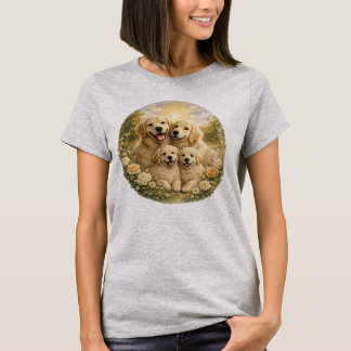 Camiseta Fofa Família de Retriever Golden Cream