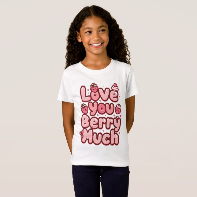 Camiseta Fofa punição de morango "Eu Te Amo Muito" (Frente Completa)