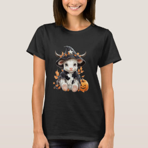 Camiseta Fofa Vaca de Halloween Feitiçaria da Bruxa Moo Abó