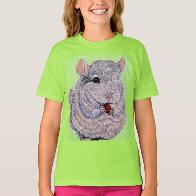 Camiseta Fofinho Nibbling Chinchilla Pintura T-Shirt (Frente)