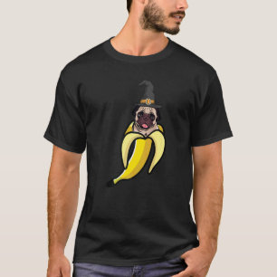 Camiseta Fofinho Pug Fantasia de Halloween Preguiçoso Banan
