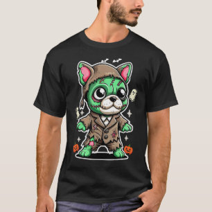 Camiseta Fofinho Traje de Zumbi de Cachorrinho para o Hallo