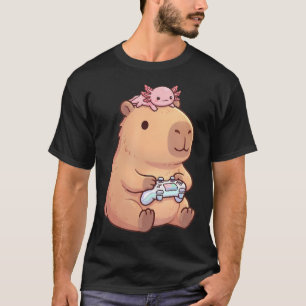 Camiseta Fofo Capivara Anime Gamer Axolote Engraçado