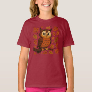 Camiseta Fofo, caprichoso coruja outono vintage