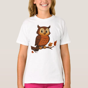 Camiseta Fofo, caprichoso outono/queda coruja vintage