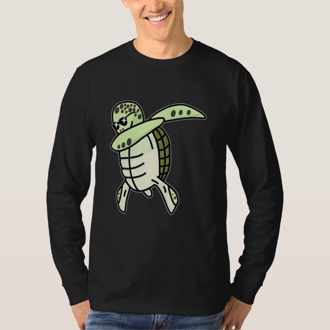 Camiseta Fofo, Dabbing Sea Turtle Ideia Para O Dia Mundial  (Frente)