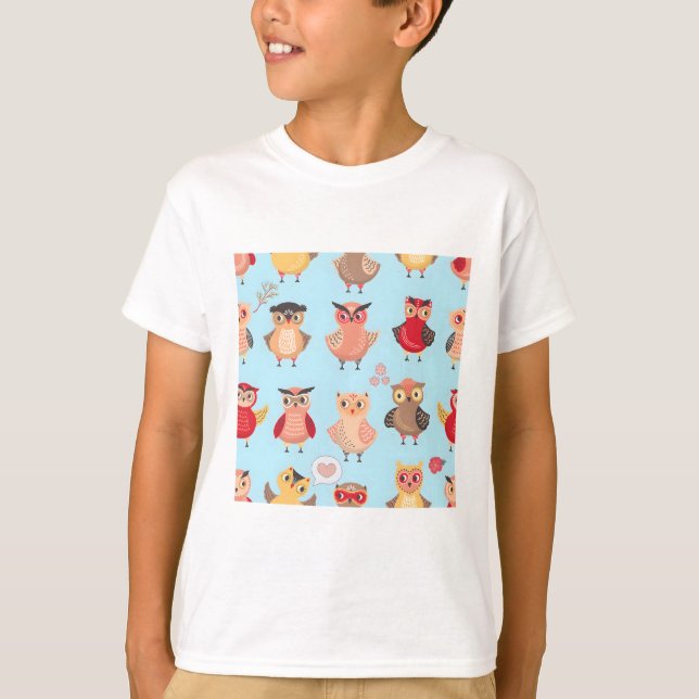 Camiseta fofo de coruja de desenho animado (Frente)