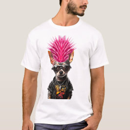 Camiseta Fofo de halloween punk rock chihuahua rosa
