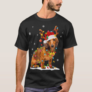 Camiseta Fofo de Natal Dashund com Luzes de Natal