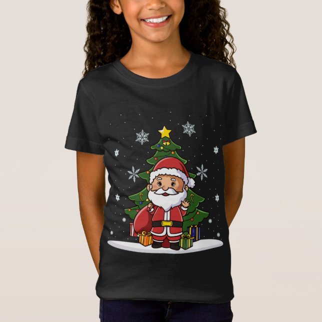 Camiseta Fofo de Natal Linda Kawaii Chibi Santa Claus (Frente)