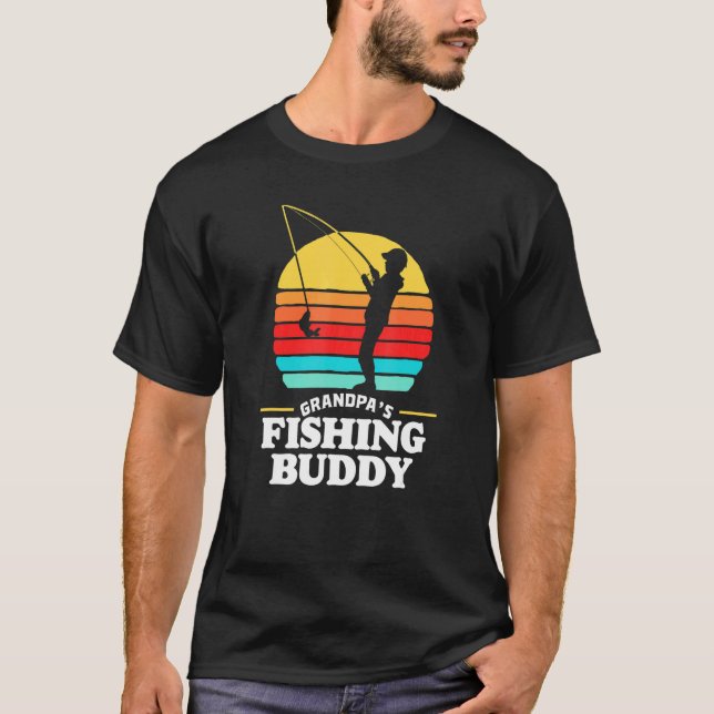 Camiseta Fofo de pesca do vovô - Fofo Retro Kid 80 Sunset (Frente)