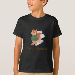 Camiseta fofo de volta à design de esquilo escolar