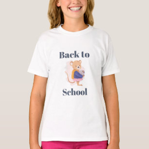 Camiseta fofo de volta à design de rato da escola
