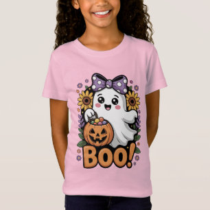 Camiseta fofo e assustador "Boo!" Ghost Halloween Design