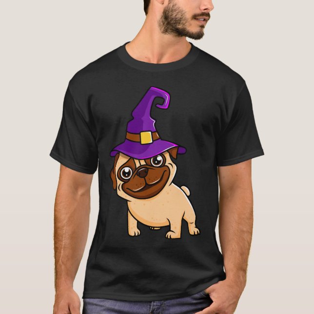 Camiseta Fofo E Pug Com Chapéu De Mago (Frente)