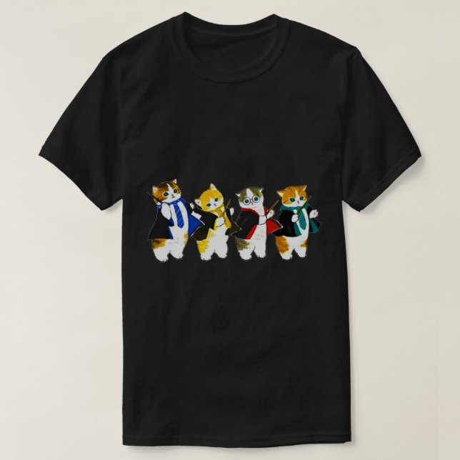 Camiseta fofo e quatro gatos engraçados 1 (Frente do Design)