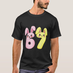 Camiseta Fofo Engraçado 67 Coelho Meme Geração Alpha