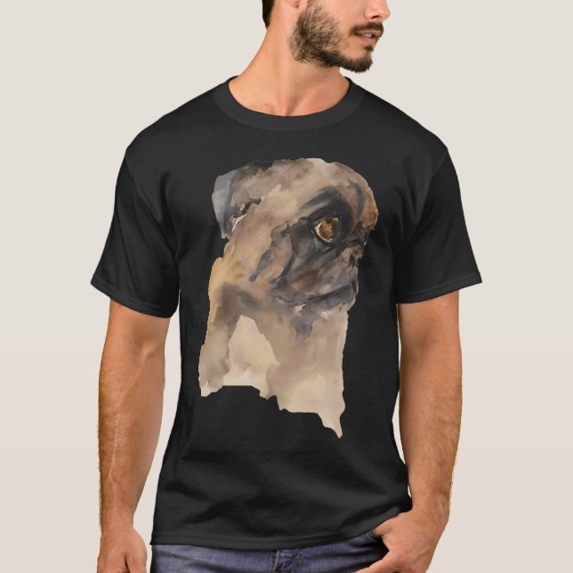 Camiseta fofo engraçado pug louco (Frente)