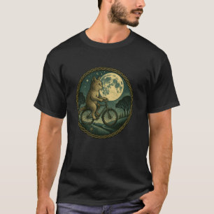 Camiseta Fofo Estética Cottagecore Gato Andando de Biciclet