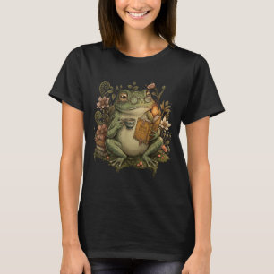 Camiseta Fofo Estética Cottagecore Sapo Amante de Leitura d