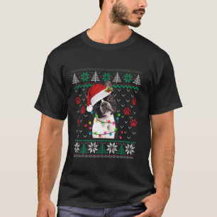 Camiseta Fofo feio Luz de Natal Boston Terrier Dog L