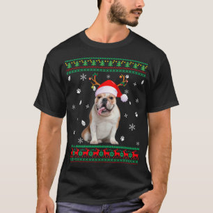 Camiseta Fofo feio Natal Inglês Bulldog Papais noeis R