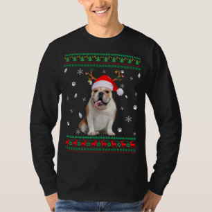 Camiseta Fofo feio Natal Inglês Bulldog Papais noeis R