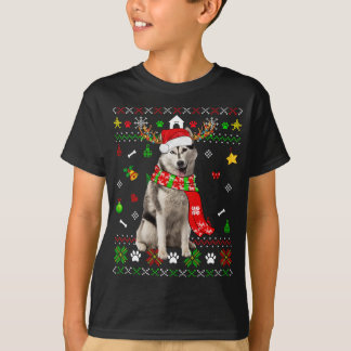 Camiseta Fofo feio Natal Siberiano Cachorro Cachorro Cachor