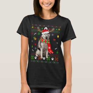 Camiseta Fofo feio Natal Siberiano Cachorro Cachorro Cachor