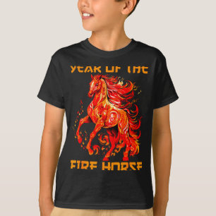 Camiseta Fofo feliz fogo sim ano lunar novo cavalo chinês
