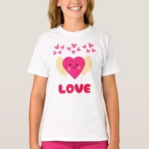 Camiseta Fofo Kawaii Amor Coração Anjo Feliz Dia dos Namora