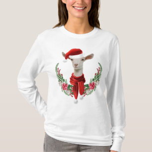 Camiseta Fofo Natal - Saanen Goat Kid com Wreath