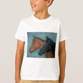 Camiseta fofo preto giro castanho-castanho