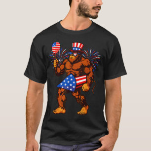 Camiseta Fogão de artifício Bigfoot bandeira americana Bigf