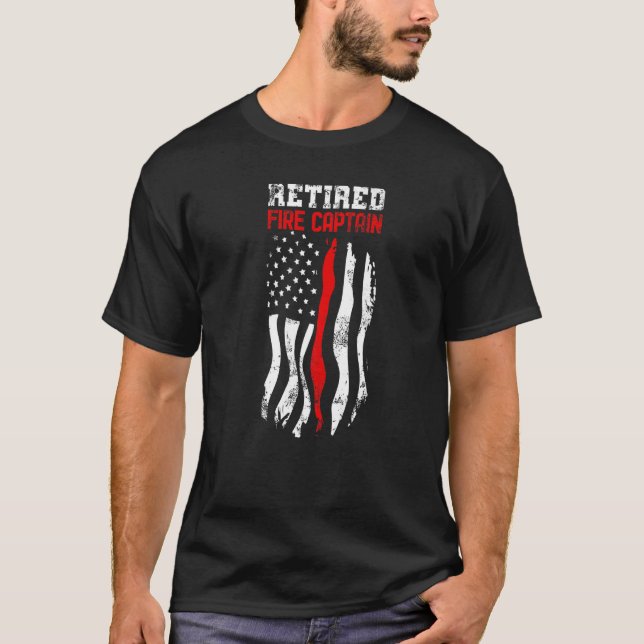 Camiseta Fogo Aposentado Capitão Bombeiro Americano Quarto  (Frente)