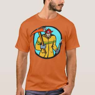 Camiseta Fogo Bombeiro Bombeiro Circuito de Gancho Ax Hook