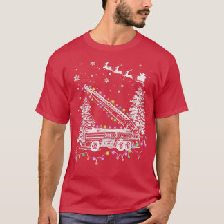 Camiseta Fogo de Bombeiros Dirigindo Luzes de Árvore Xmas