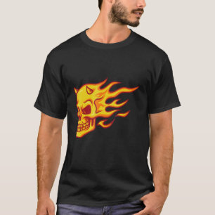 Camiseta Fogo Demônio Cabeças Crânio Grunge Punk Metal