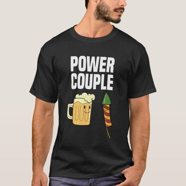 Camiseta Fogo do Casal do Power 4 de julho Homens Patriótic (Frente)
