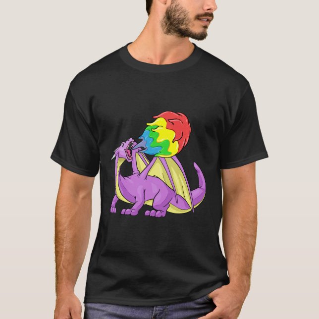Camiseta Fogo do dragão LGBT que respira o presente (Frente)