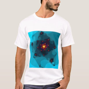 Camiseta Fogo do gelo. Azul do Fractal art.
